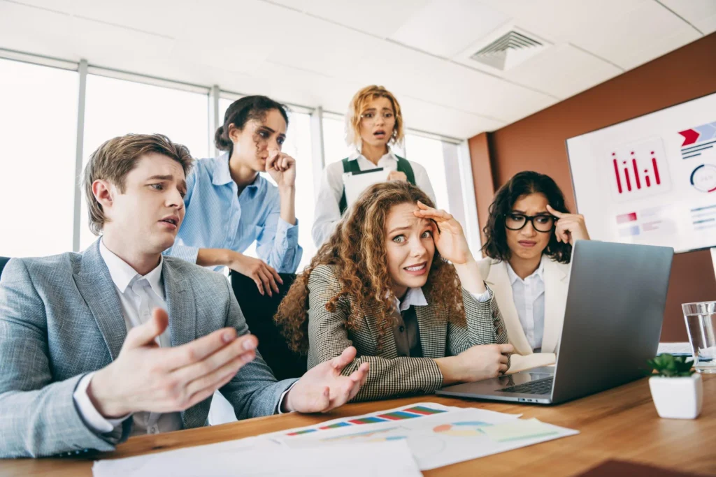 Business team frustrated with poor marketing performance, unclear reporting, and lack of strategic direction.